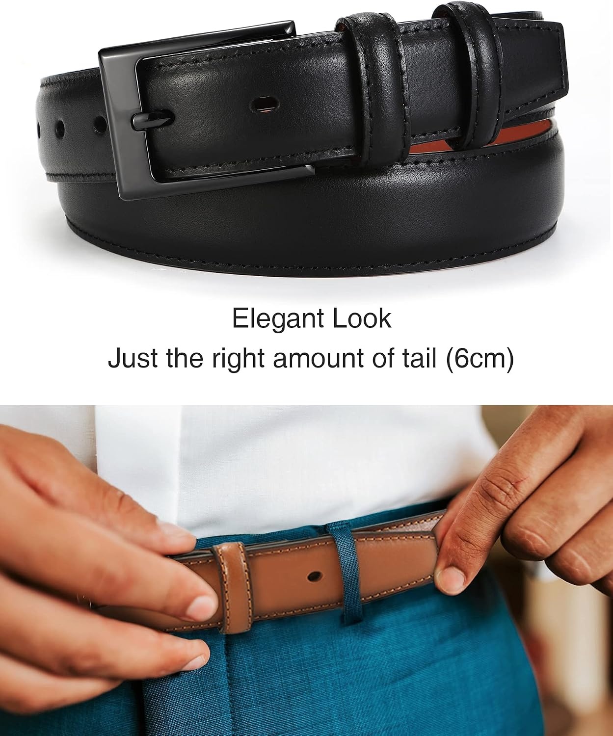 image:imageCHAOREN Mens Belts Leather Gift for Men Ideal Match for Mens Dress ShoesBlack Width 29mm