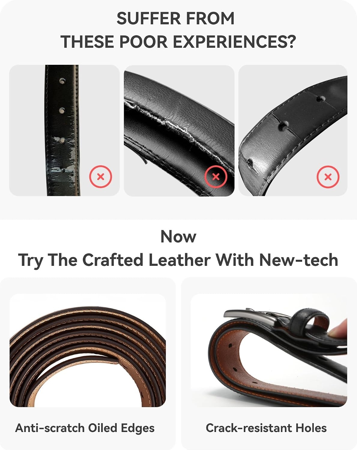 image:imageCHAOREN Mens Belts Leather Gift for Men Ideal Match for Mens Dress ShoesBrown Width 32mm