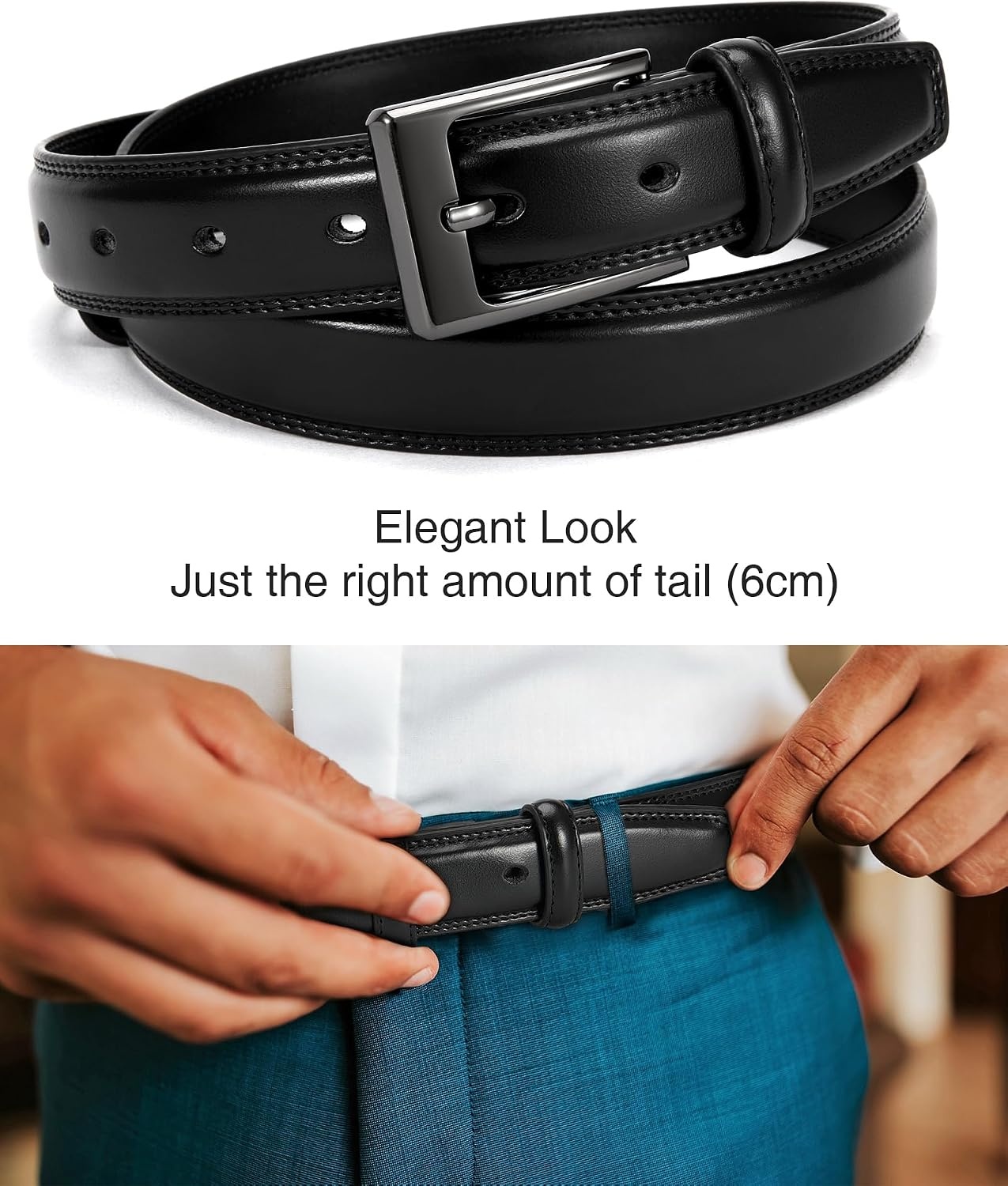 image:imageCHAOREN Mens Belts Leather Gift for Men Ideal Match for Mens Dress ShoesClassic Black Width 29mm