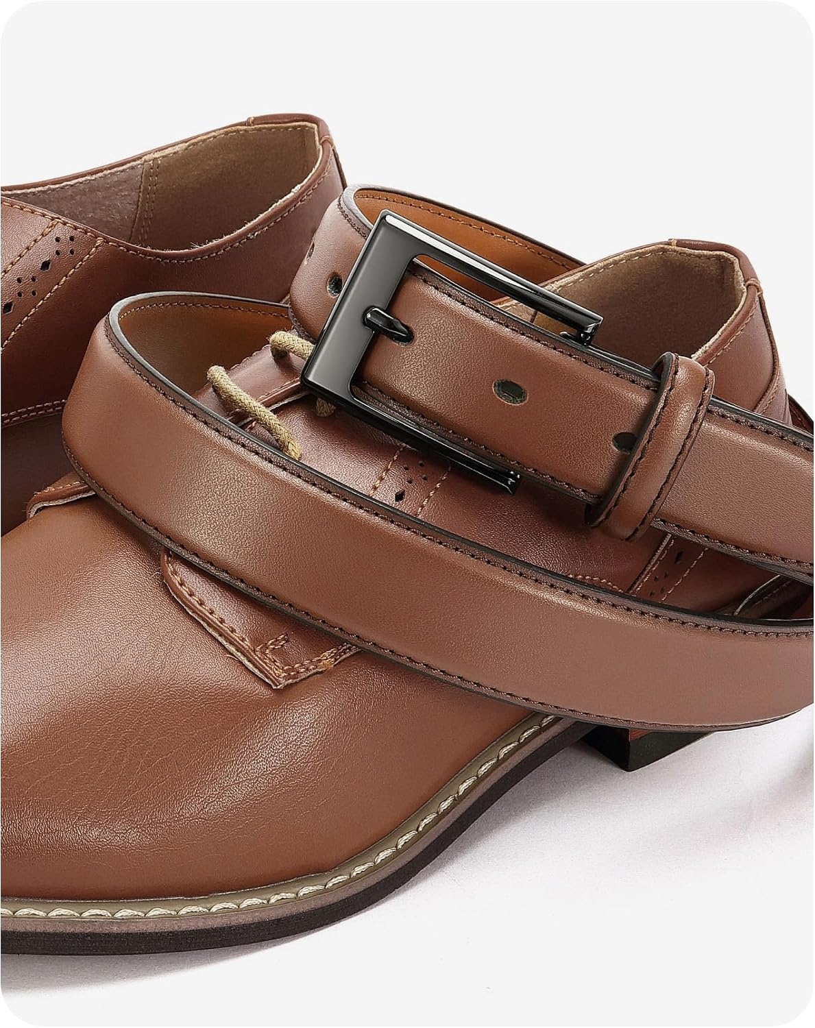 image:imageCHAOREN Mens Belts Leather Gift for Men Ideal Match for Mens Dress ShoesDark Brown Width 29mm