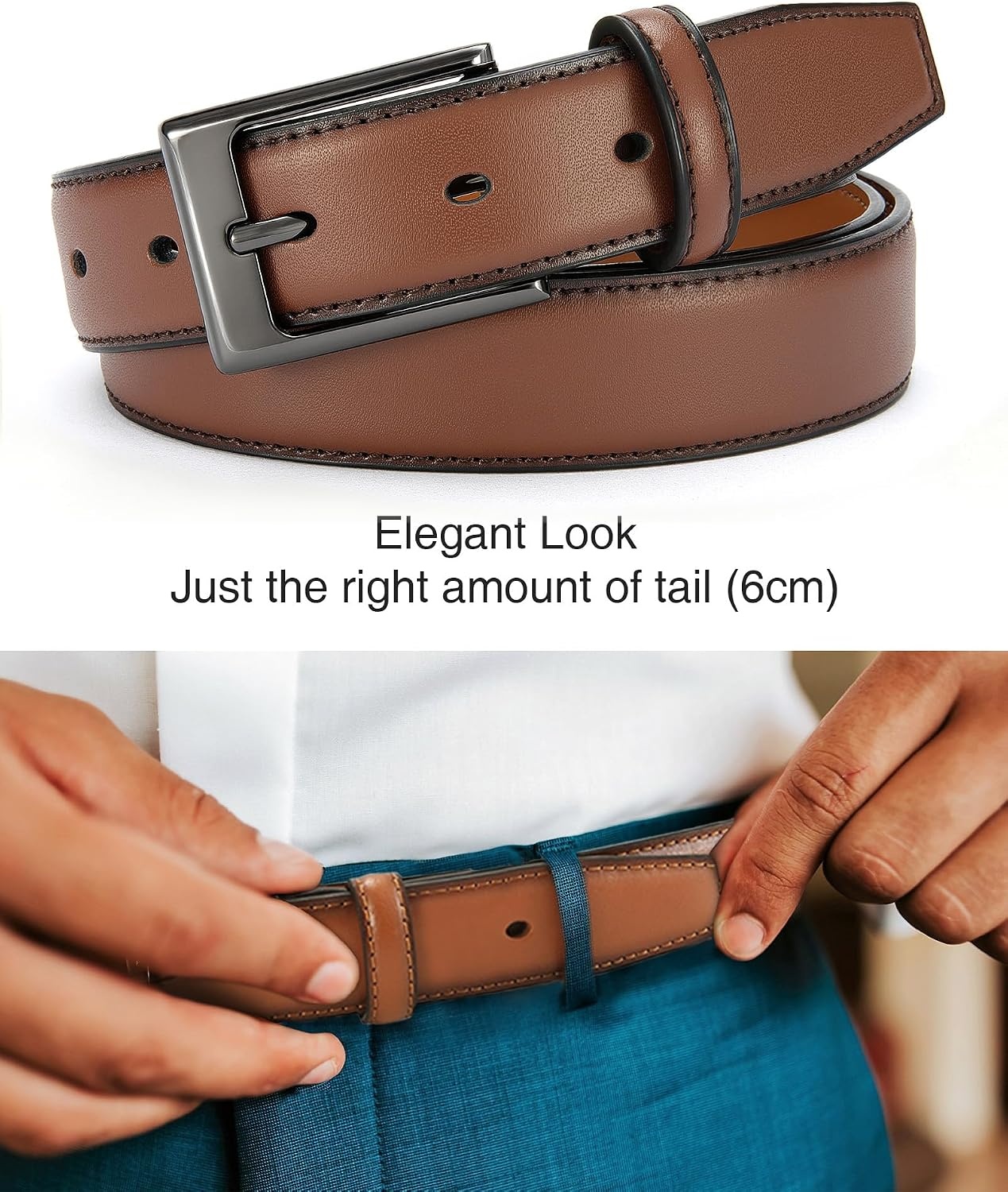 image:imageCHAOREN Mens Belts Leather Gift for Men Ideal Match for Mens Dress ShoesDark Brown Width 29mm