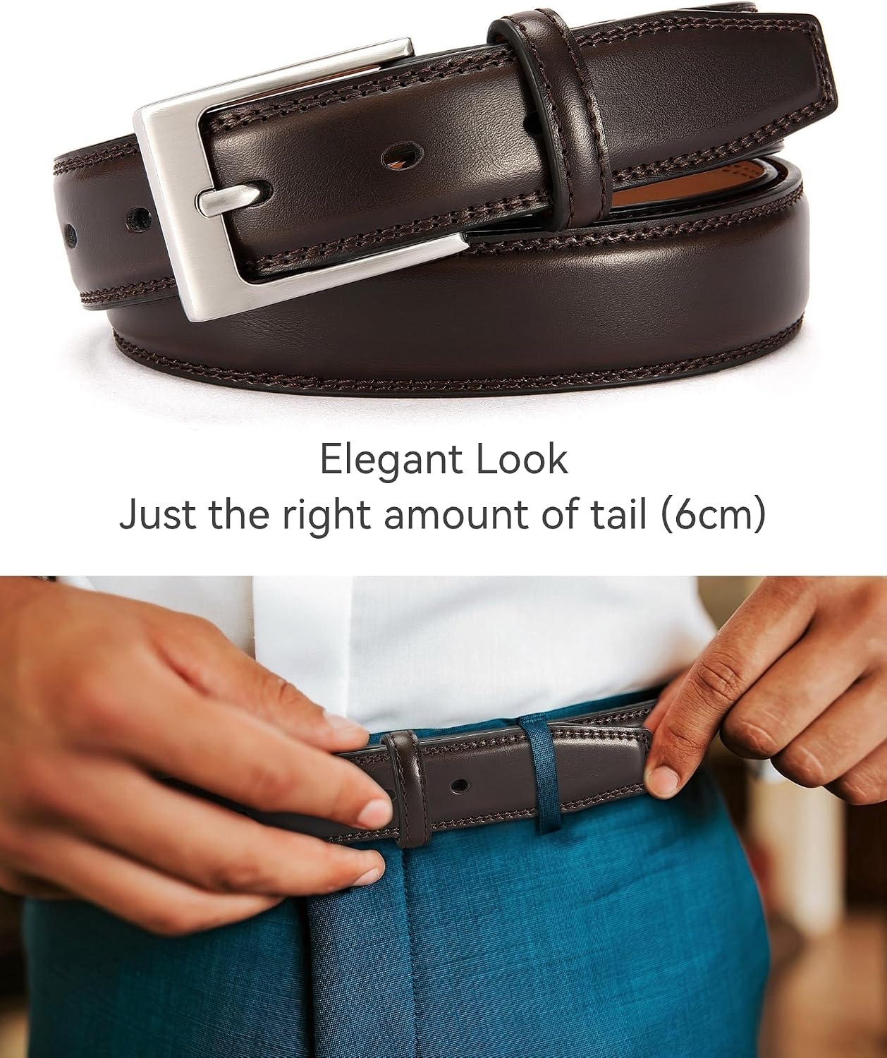 image:imageCHAOREN Mens Belts Leather Gift for Men Ideal Match for Mens Dress ShoesMahogany Width 29mm