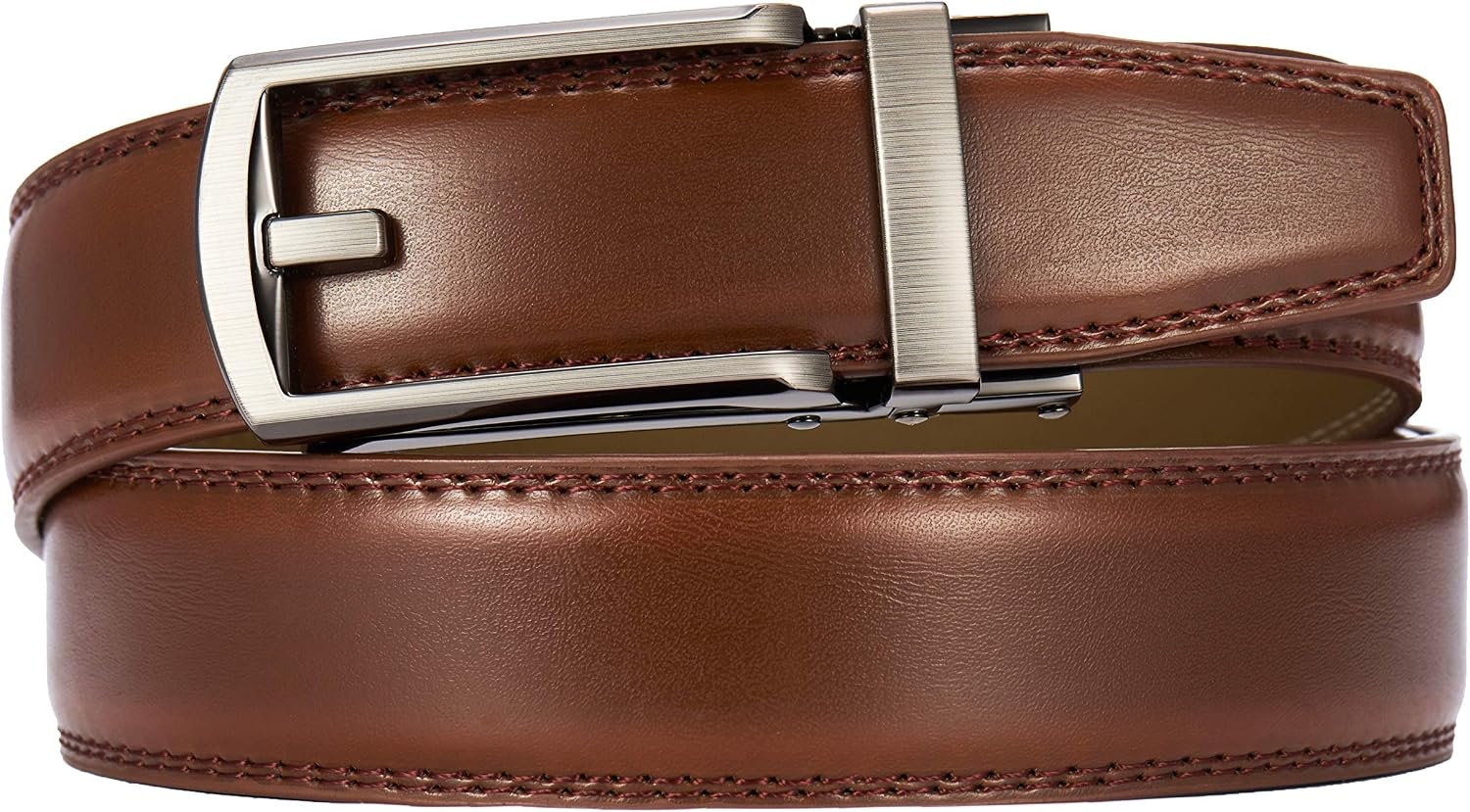image:imageCHAOREN Mens Dress Belt 1 14 Leather Ratchet Belt Comfort ClickCognac