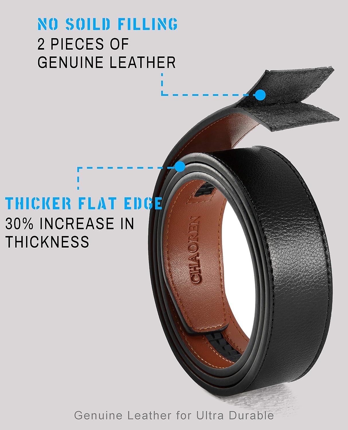 image:imageCHAOREN Mens Dress Belt 1 14 Leather Ratchet Belt Comfort ClickGolden Buckle Tan