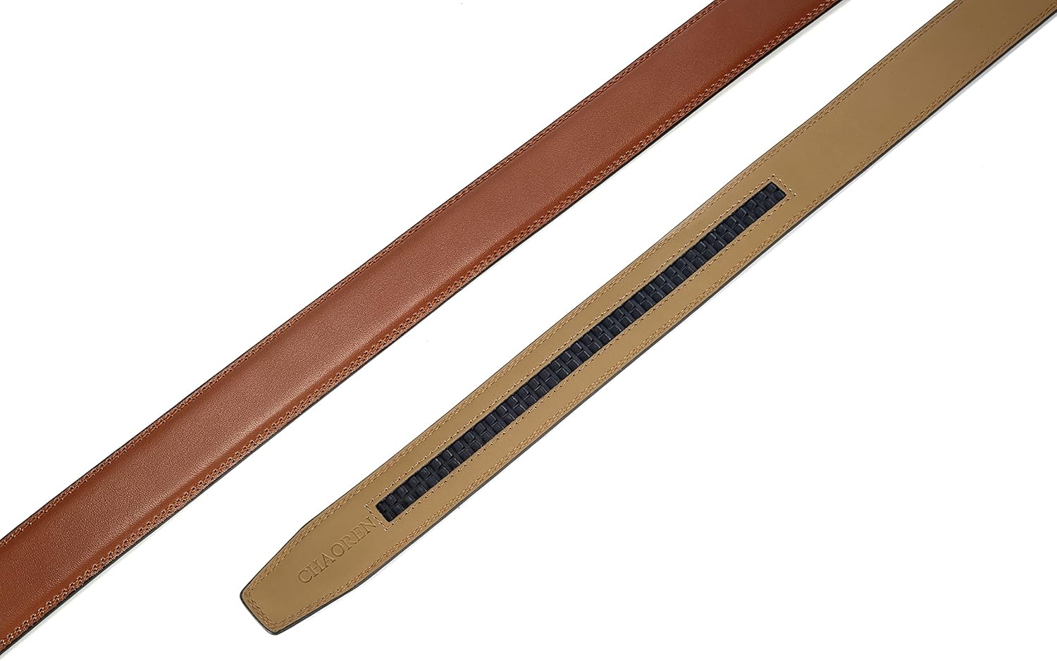 image:imageCHAOREN Mens Dress Belt 1 14 Leather Ratchet Belt Comfort ClickGolden Buckle Tan