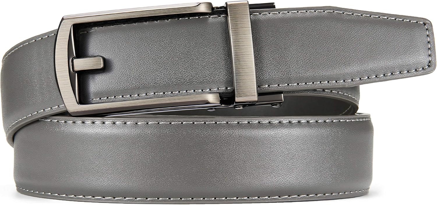 image:imageCHAOREN Mens Dress Belt 1 14 Leather Ratchet Belt Comfort ClickGrey