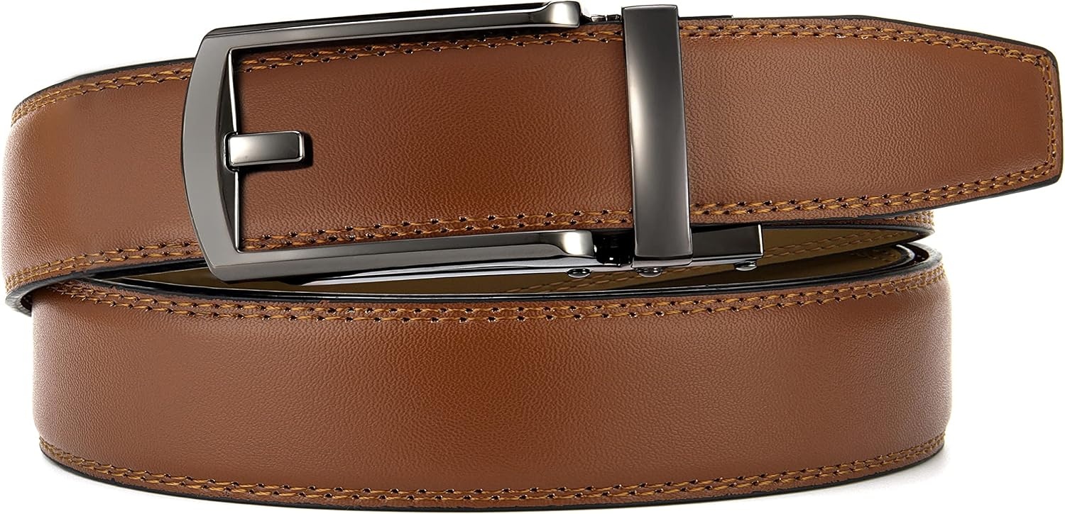 image:imageCHAOREN Mens Dress Belt 1 14 Leather Ratchet Belt Comfort ClickTan