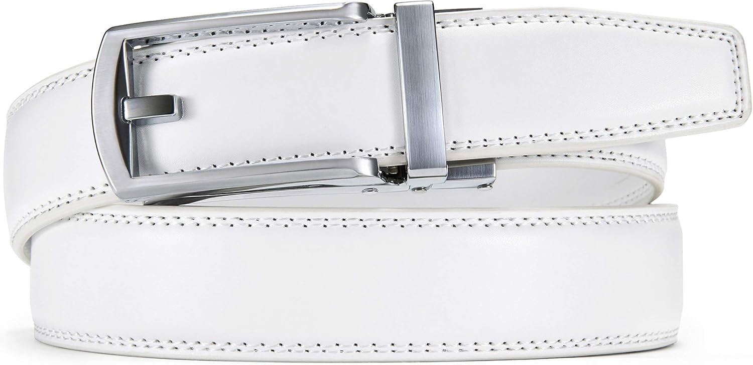 image:imageCHAOREN Mens Dress Belt 1 14 Leather Ratchet Belt Comfort ClickWhite