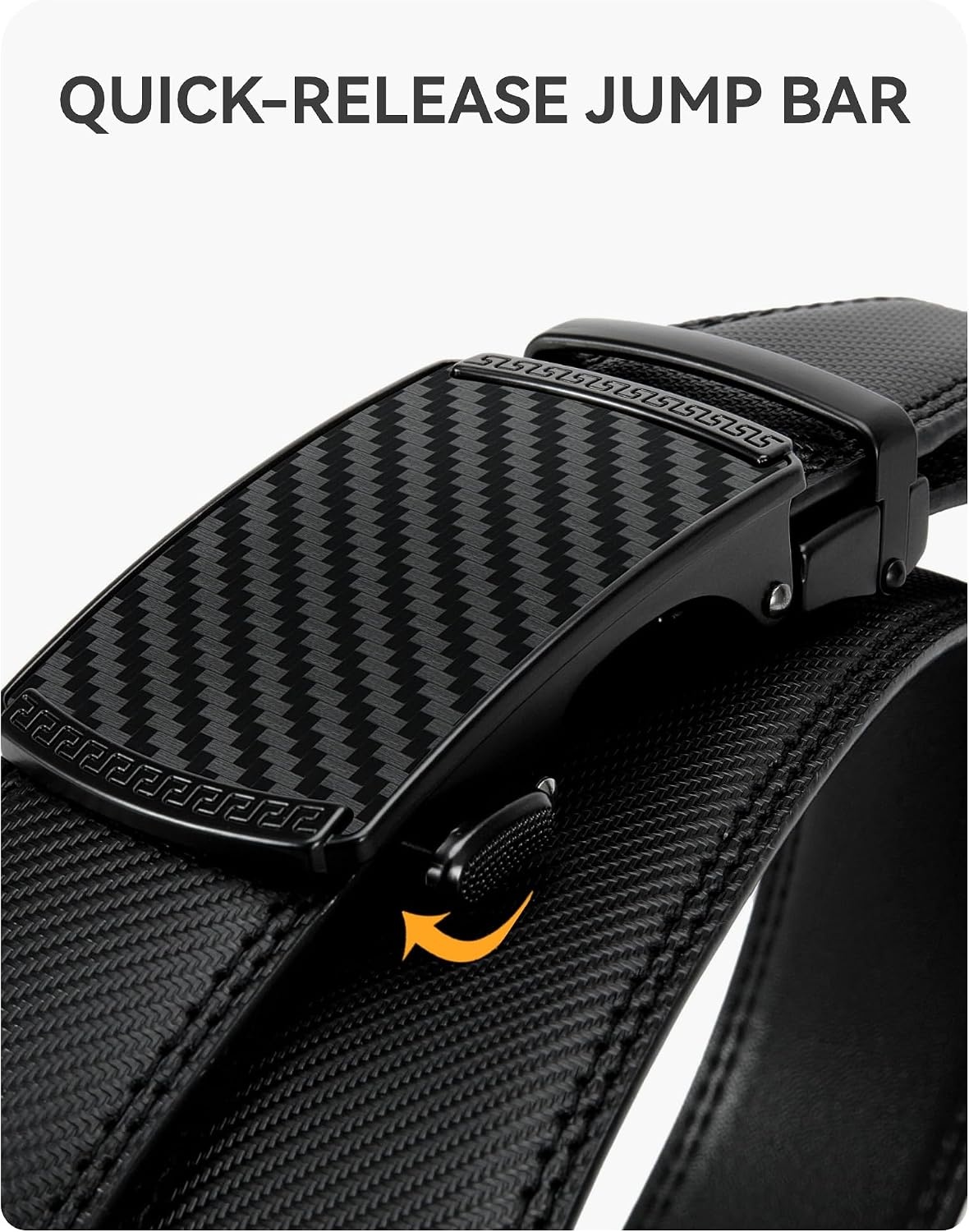 image:imageCHAOREN Mens Leather Ratchet Belt 1 38 for Dress PantsCarbon Fiber Black Classic