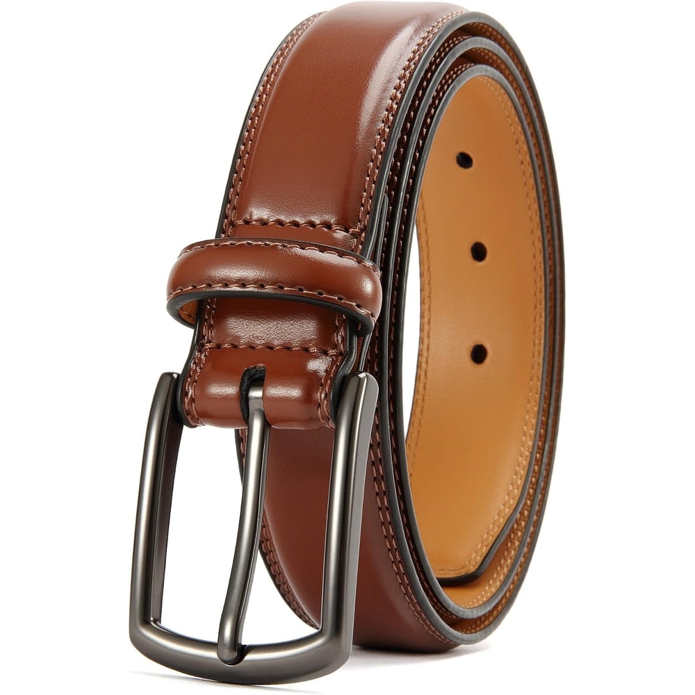image:imageCHAOREN Mens Belts Leather Gift for Men Ideal Match for Mens Dress ShoesBrown Width 32mm