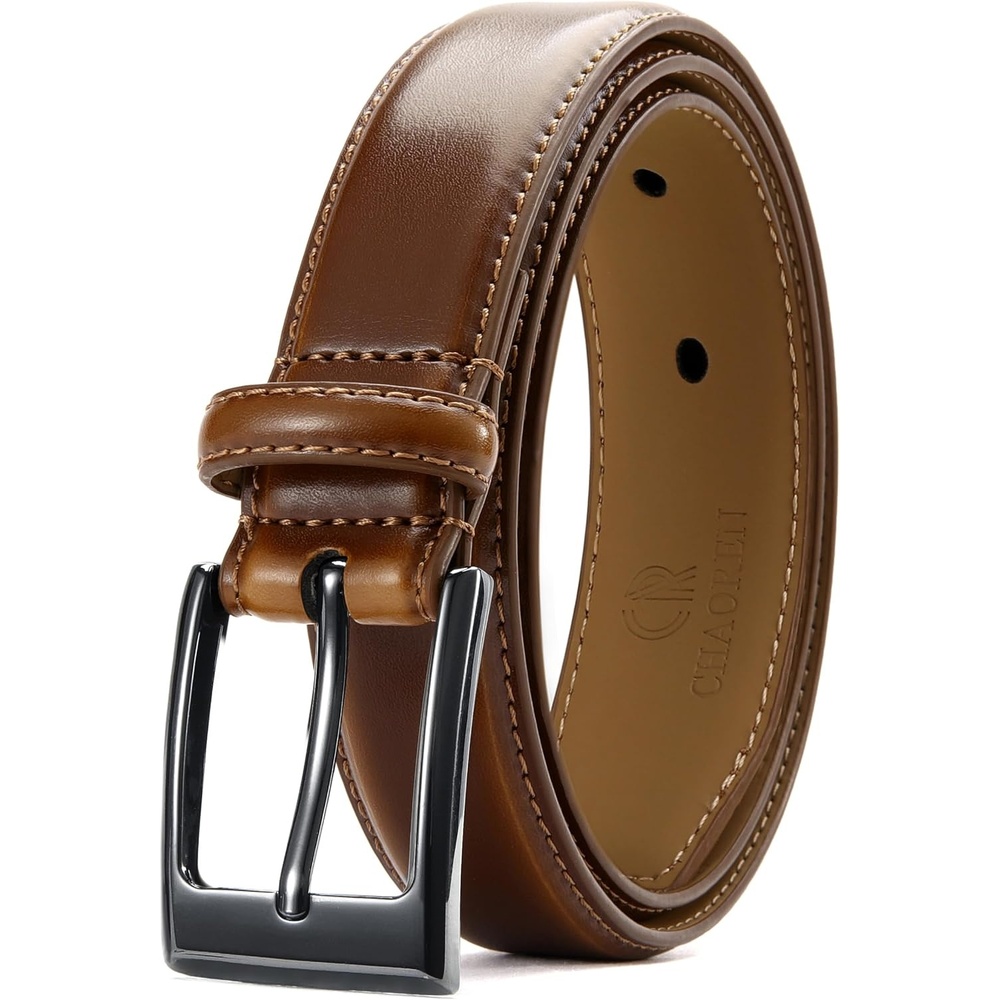 image:imageCHAOREN Mens Belts Leather Gift for Men  Ideal Match for Mens Dress ShoesCognac  Width 29mm