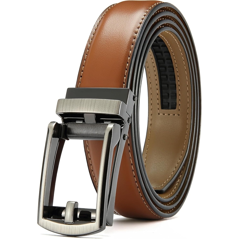 image:imageCHAOREN Mens Dress Belt 1 14 Leather Ratchet Belt Comfort ClickBrown