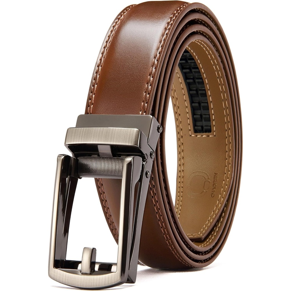 image:imageCHAOREN Mens Dress Belt  1 14 Leather Ratchet Belt Comfort ClickCognac