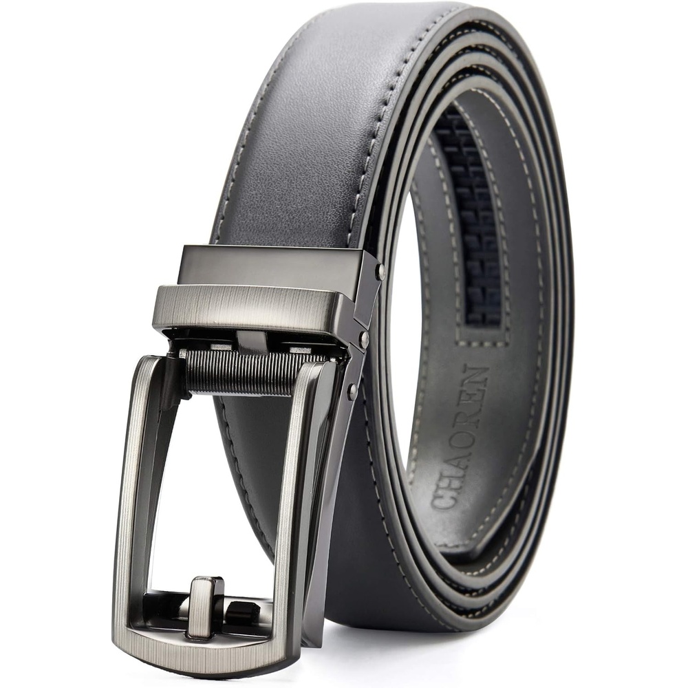 image:imageCHAOREN Mens Dress Belt 1 14 Leather Ratchet Belt Comfort ClickGrey