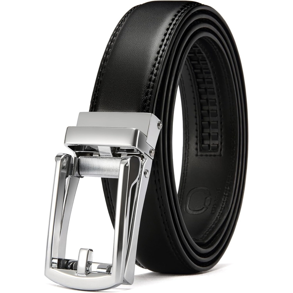 image:imageCHAOREN Mens Dress Belt 1 14 Leather Ratchet Belt Comfort ClickSilver Black