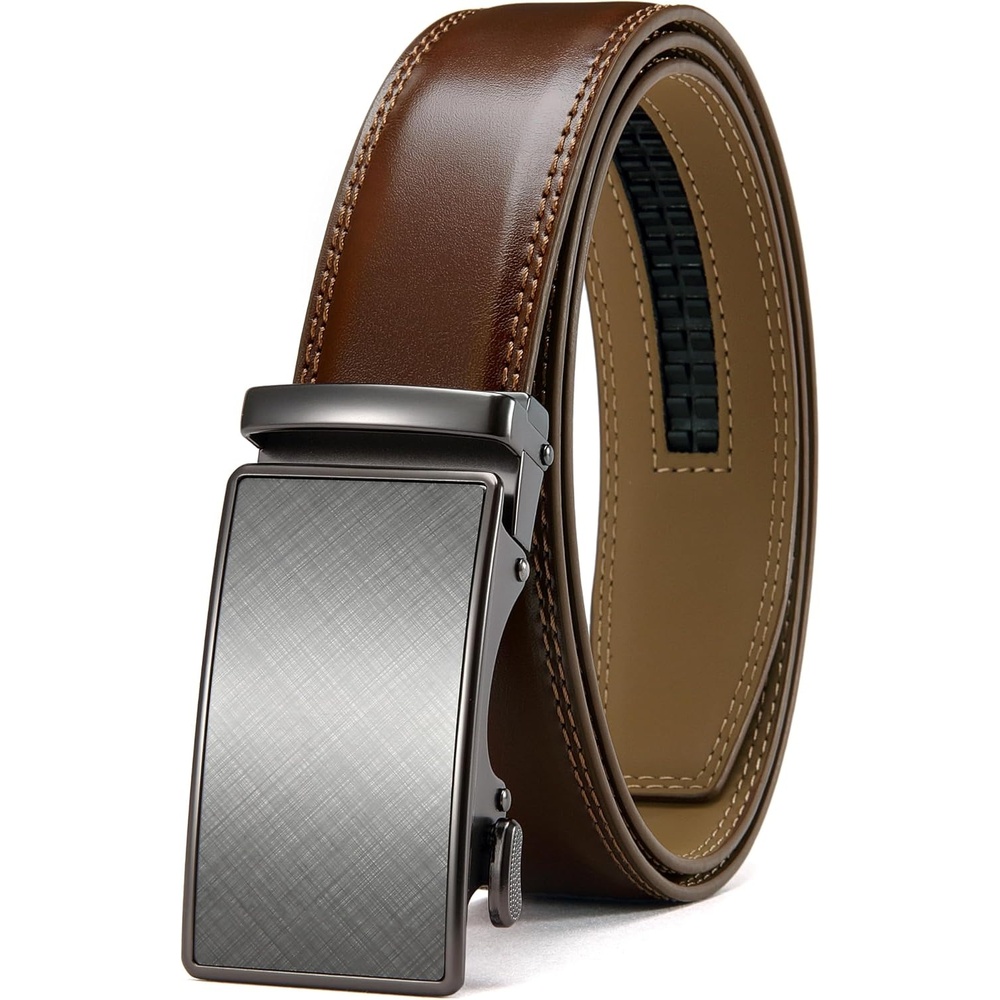 image:imageCHAOREN Mens Leather Ratchet Belt 1 38 for Dress PantsBrown