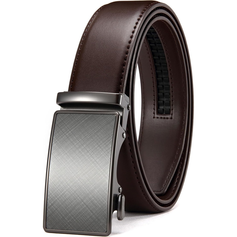 image:imageCHAOREN Mens Leather Ratchet Belt  1 38 for Dress PantsDark Brown
