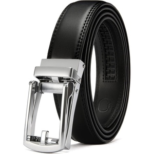 CHAOREN Mens Dress Belt – 1 1/4″ Leather Ratchet Belt Comfort Click(Silver – Black)