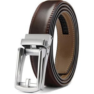 CHAOREN Mens Dress Belt – 1 1/4″ Leather Ratchet Belt Comfort Click(Silver – Burgundy)