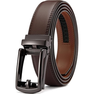 CHAOREN Mens Dress Belt – 1 1/4″ Leather Ratchet Belt Comfort Click(Striped Brown)