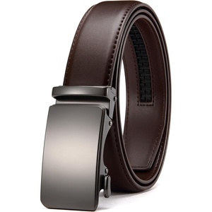 CHAOREN Mens Leather Ratchet Belt – 1 3/8″ for Dress Pants(Basic Gun Dark Brown)