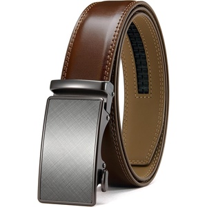 CHAOREN Mens Leather Ratchet Belt – 1 3/8″ for Dress Pants(Brown)