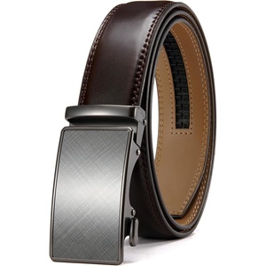 CHAOREN Mens Leather Ratchet Belt – 1 3/8″ for Dress Pants(Charcoal Burgundy)
