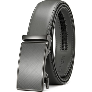 CHAOREN Mens Leather Ratchet Belt – 1 3/8″ for Dress Pants(Charcoal Grey)
