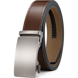 CHAOREN Mens Leather Ratchet Belt – 1 3/8″ for Dress Pants(Classic Slash Cognac)