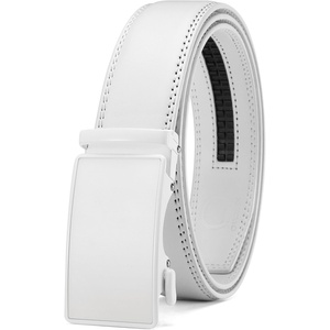 CHAOREN Mens Leather Ratchet Belt – 1 3/8″ for Dress Pants(Classic /White)