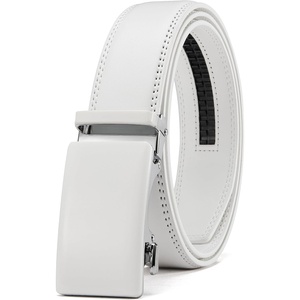 CHAOREN Mens Leather Ratchet Belt – 1 3/8″ for Dress Pants(Crisp White)