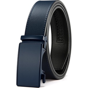CHAOREN Mens Leather Ratchet Belt – 1 3/8″ for Dress Pants(Navy Blue)