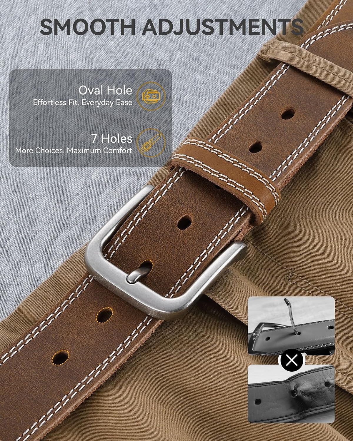 image:imageCHAOREN Mens Belts Casual for Jeans FullGrain Leather Durable Cowhide