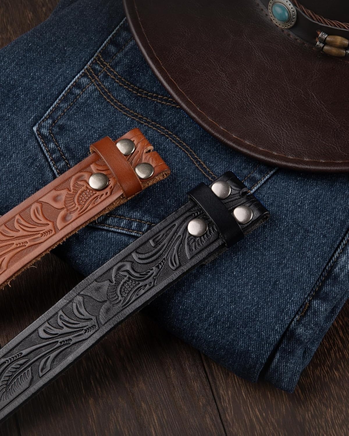 image:imageCHAOREN Western Belts for Men without Buckle 15 Full Grain Leather Strap
