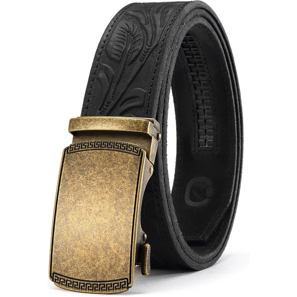 image:imageCHAOREN Mens Leather Ratchet Belt Customizable Fit 35mm