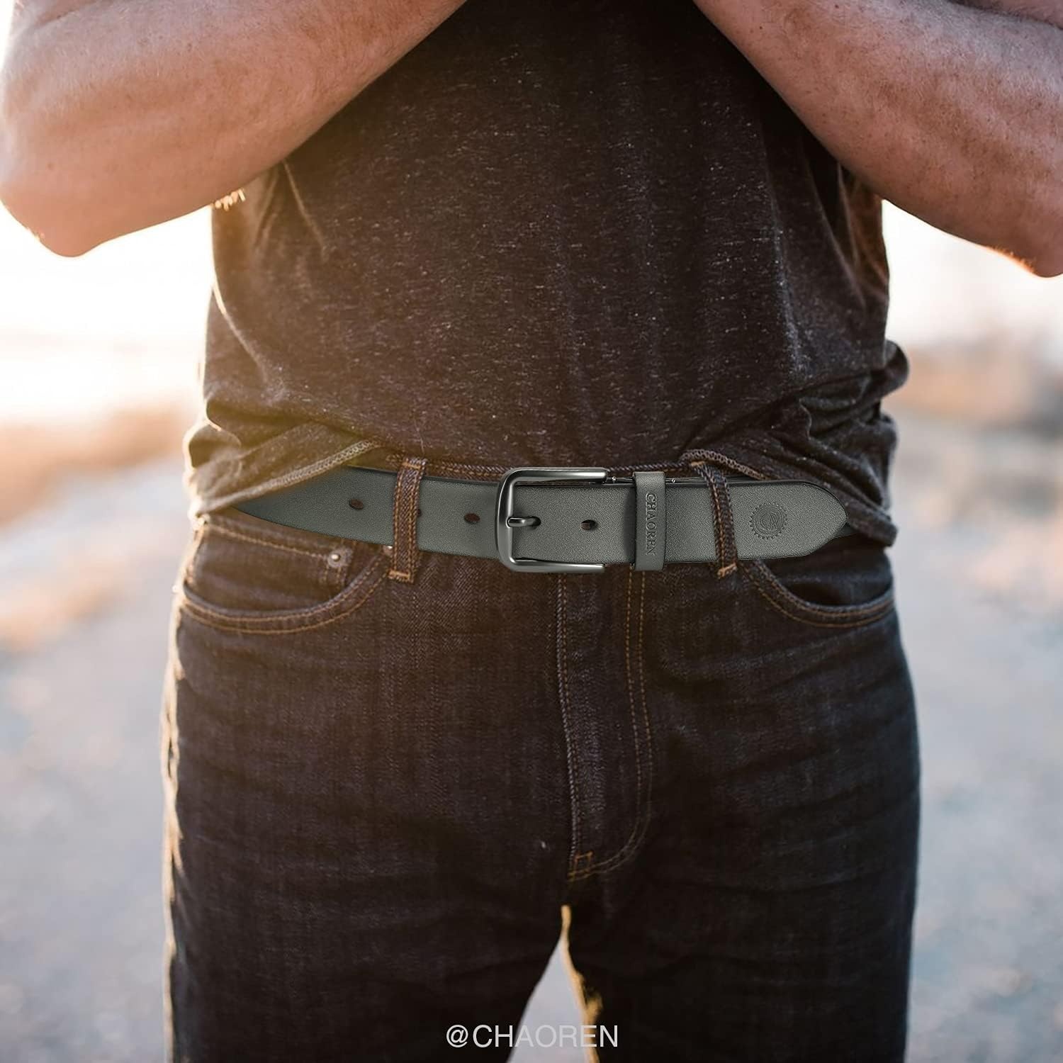 image:imageCHAOREN Mens Belts Leather 35mm Genuine Leather Belt for Jeans Men Gift for Casual Dress