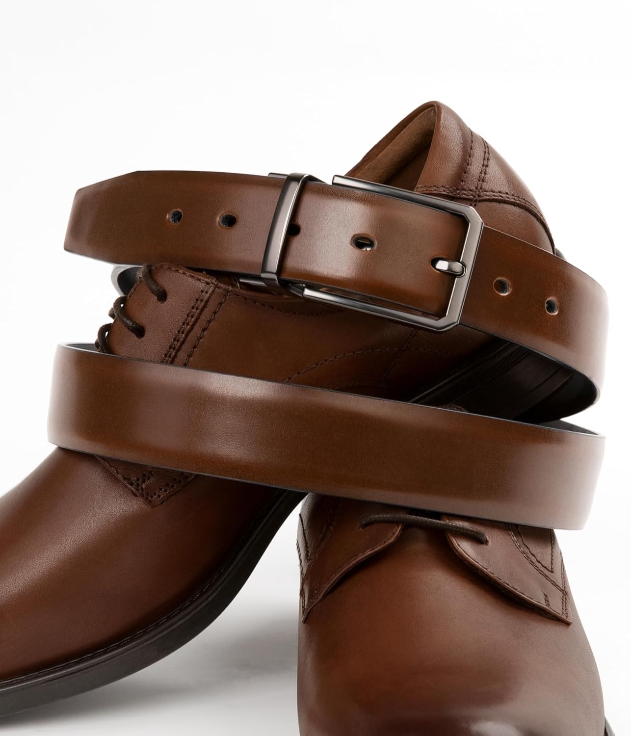 image:imageCHAOREN Reversible Belt Men 1 Piece 125 Leather Dress BeltClassic BrownBlack 35mm