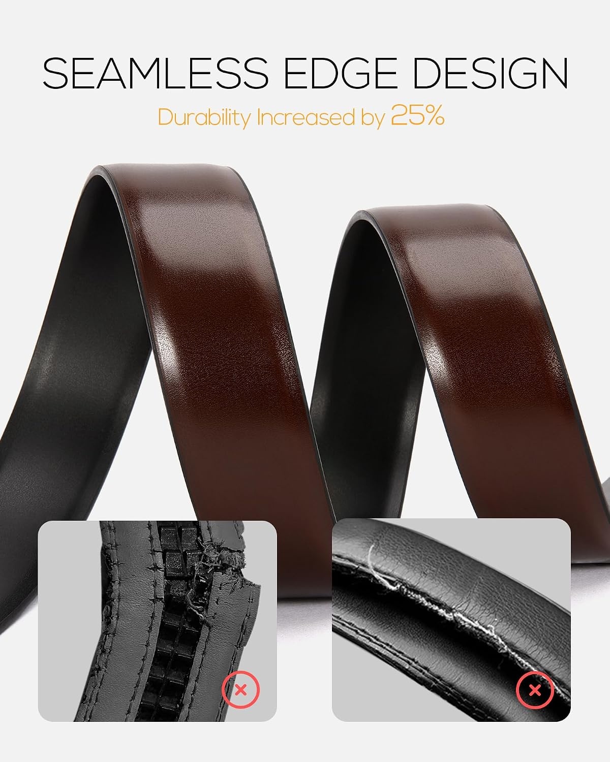 image:imageCHAOREN Reversible Belt Men 1 Piece 125 Leather Dress BeltClassic BrownBlack 35mm