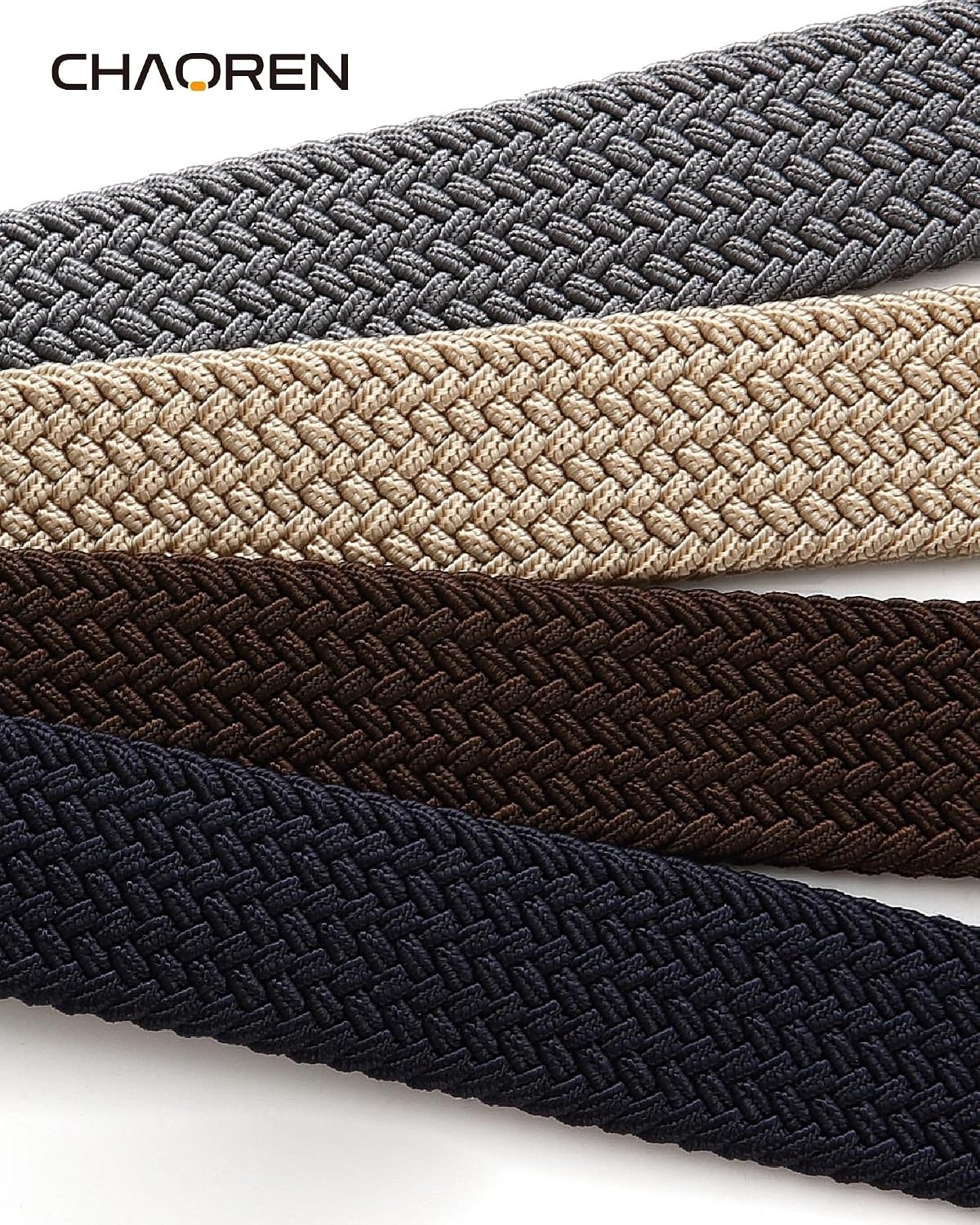 image:imageCHAOREN Stretch Belts for Men 2 Pack Elastic Belt for Golf amp Casual WearBlack Deep Brown