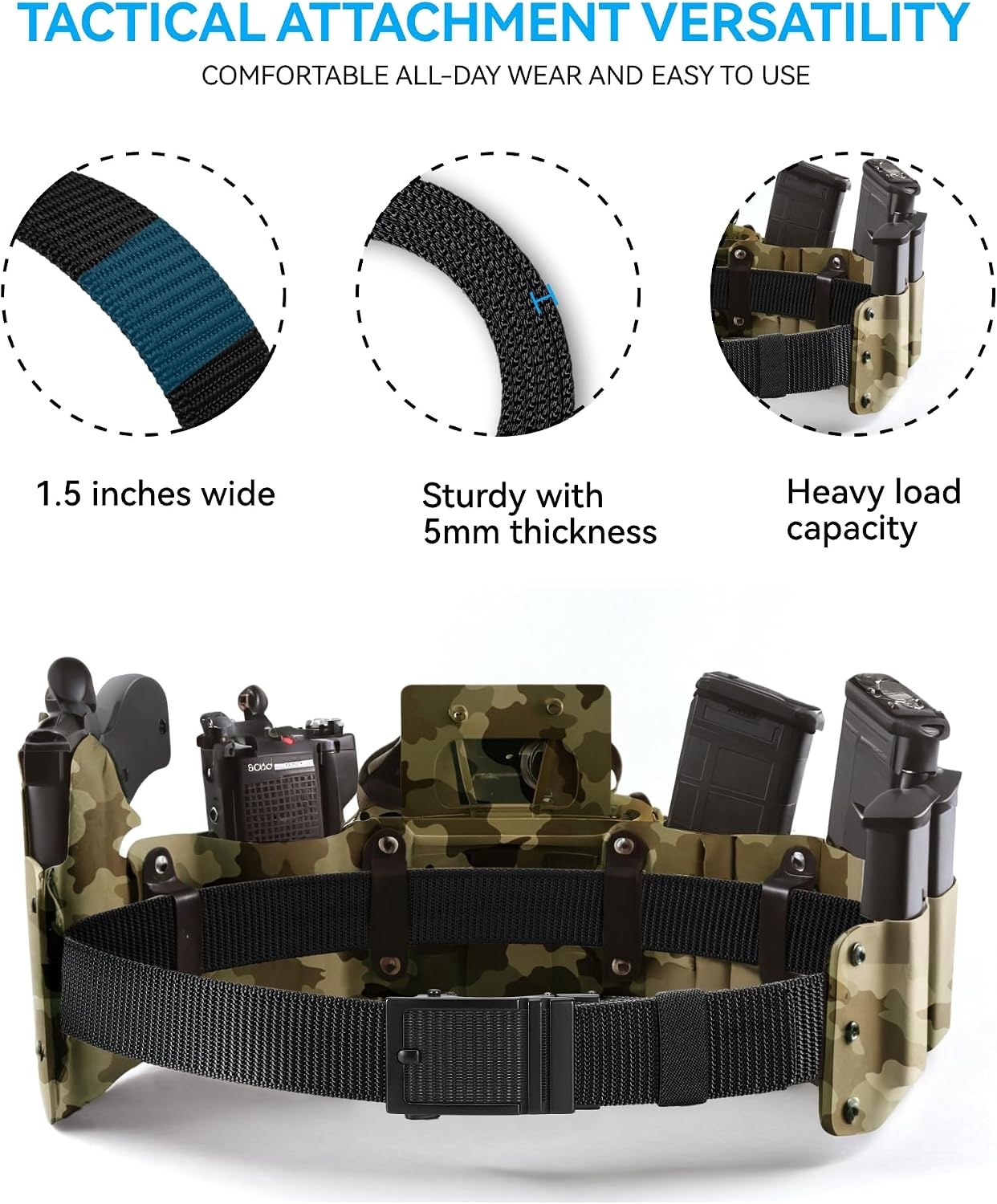 image:imageYOETEY Ratchet Tactical Belt for Men 15 Military Nylon Web BeltsClassic Buckle Brown