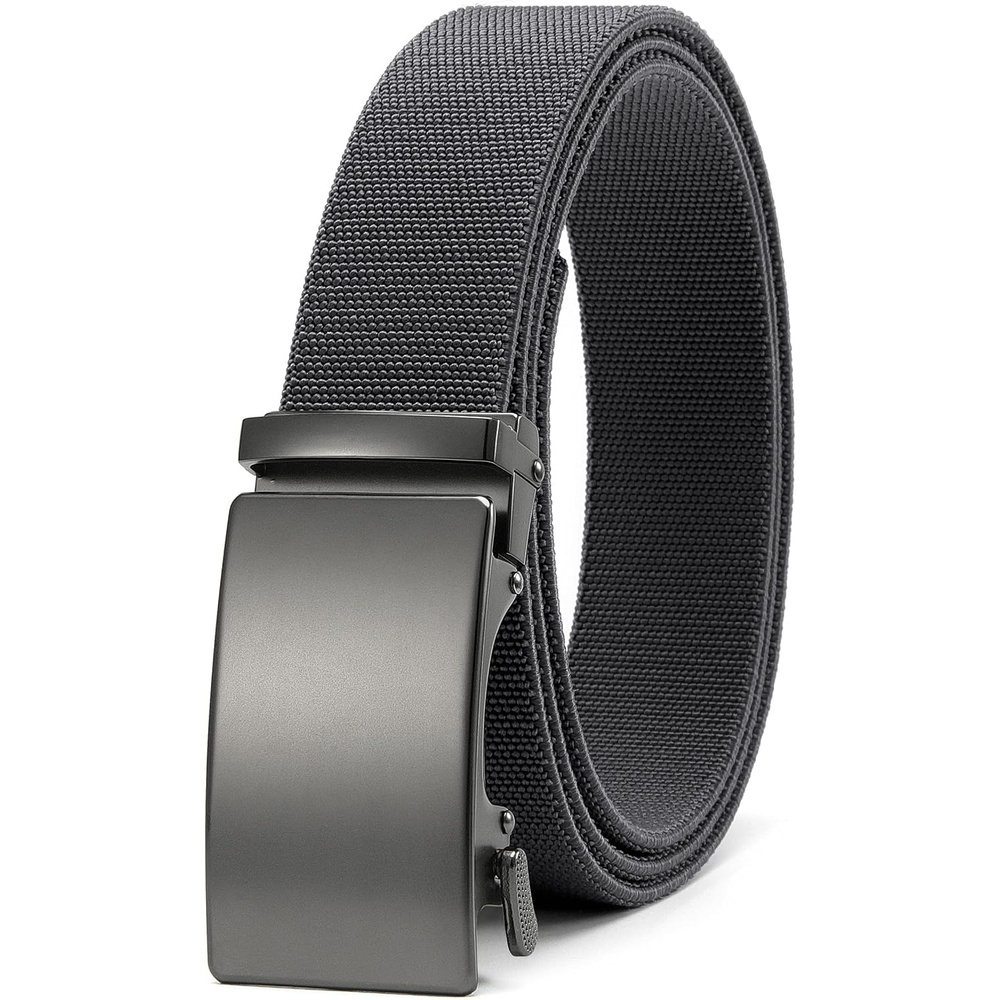 image:imageCHAOREN Mens Belt Stretchable Elastic Golf Nylon Web Adjustable BeltDmatted GunGrey