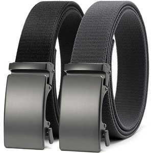 CHAOREN Mens Belt Stretchable – Elastic Golf Nylon Web Adjustable Belt(2pcs-matted Gun – Black & Grey)