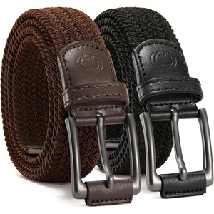 CHAOREN Stretch Belts for Men 2 Pack – Elastic Belt for Golf & Casual Wear(Black & Dark Brown)