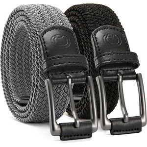 CHAOREN Stretch Belts for Men 2 Pack – Elastic Belt for Golf & Casual Wear(Black & Dark Grey)