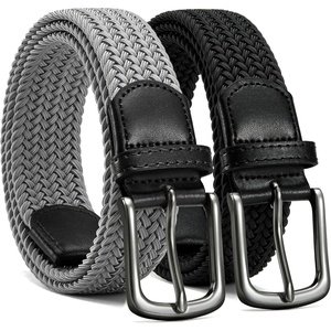 CHAOREN Stretch Belts for Men 2 Pack – Elastic Belt for Golf & Casual Wear(Black & Grey)