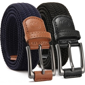 CHAOREN Stretch Belts for Men 2 Pack – Elastic Belt for Golf & Casual Wear(Black & Navy Blue)