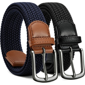 CHAOREN Stretch Belts for Men 2 Pack – Elastic Belt for Golf & Casual Wear(Navy Blue & Black)