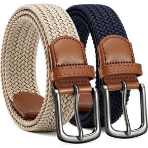 CHAOREN Stretch Belts for Men 2 Pack – Elastic Belt for Golf & Casual Wear(Navy Blue & Khaki)
