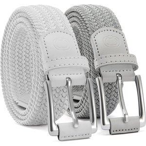 CHAOREN Stretch Belts for Men 2 Pack – Elastic Belt for Golf & Casual Wear(White & Grey)