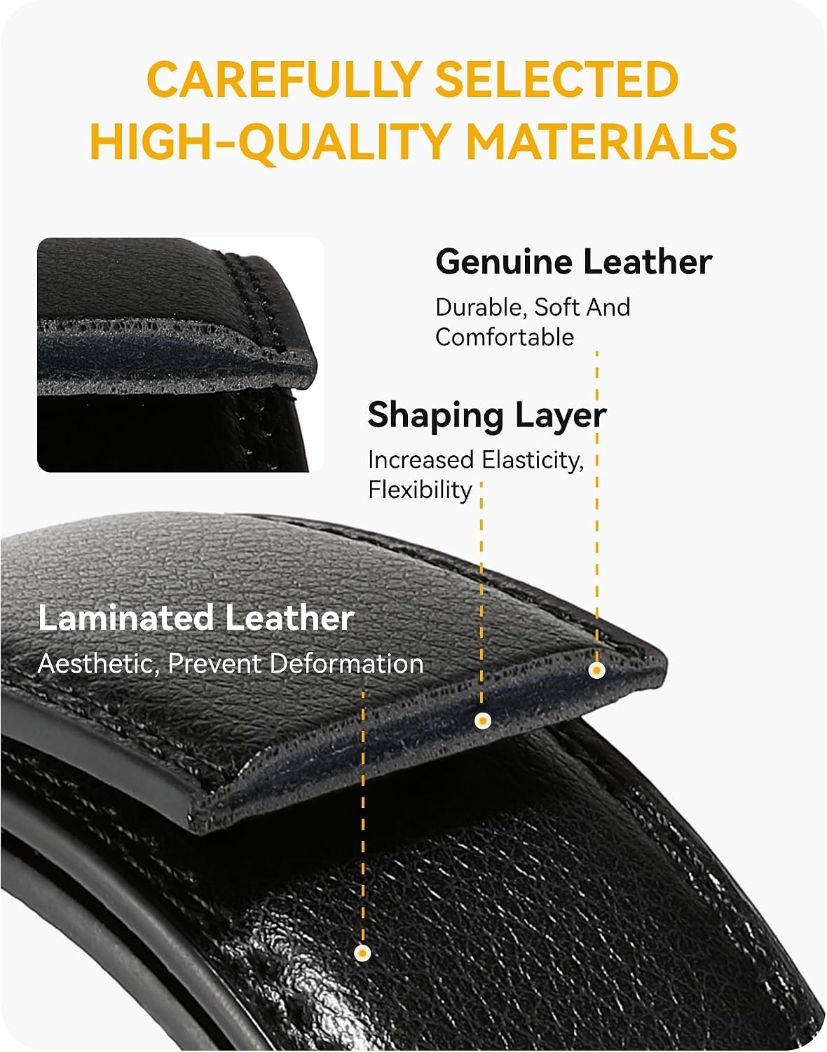 image:imageCHAOREN Mens Dress Belt 2 Pack 1 14 Leather Ratchet Belt Comfort ClickBlackCognac